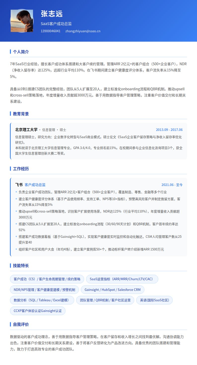 蓝调商务简历模板