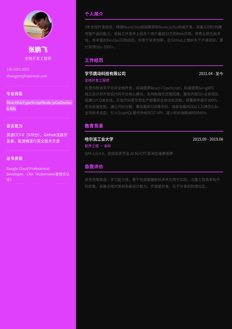 赛博朋克简历模板