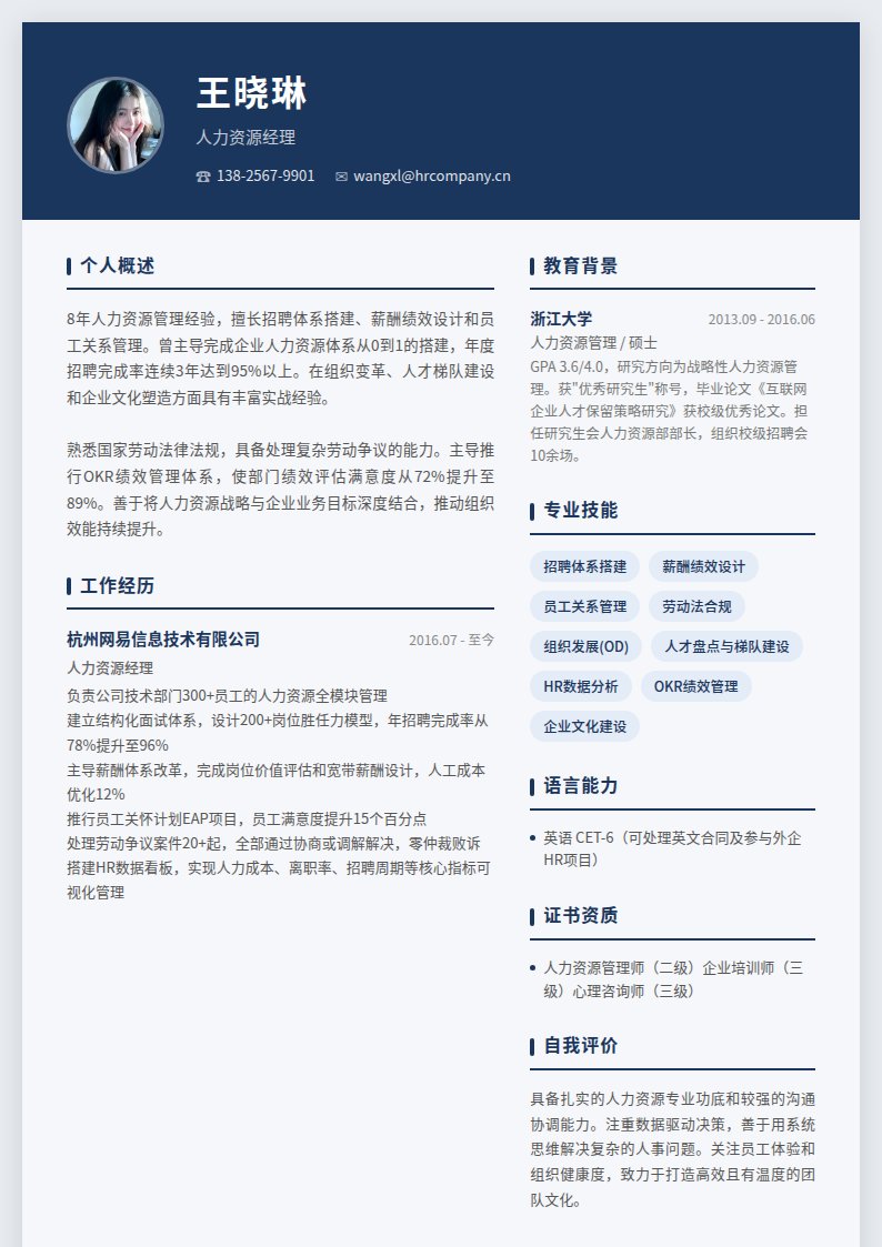 经典人事简历模板