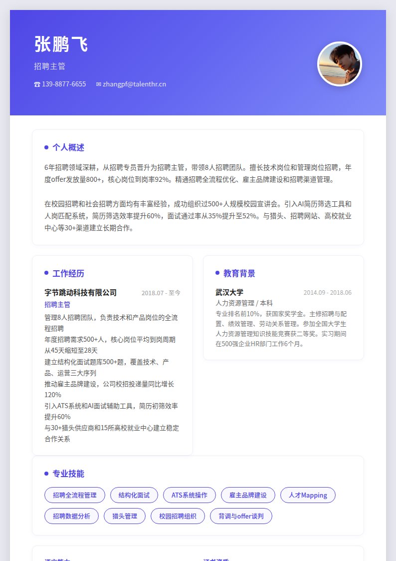 现代人事简历模板